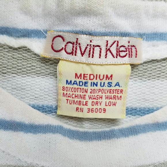 SOLD Vintage 1980s Womens Calvin Klein T-Shirt Stripes - Picture 3 of 4